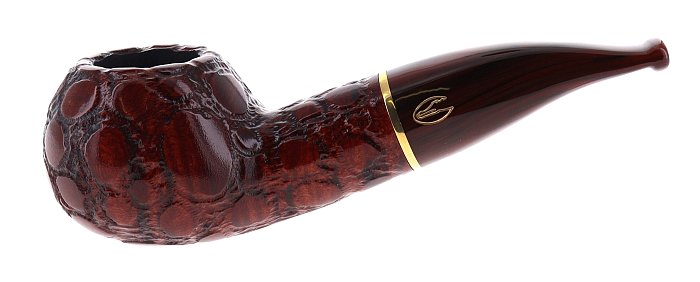 Pipa Savinelli ALLIGATOR 320 KS, marrone, finissaggio alligator, shape Author semicurva, filtro 9mm
