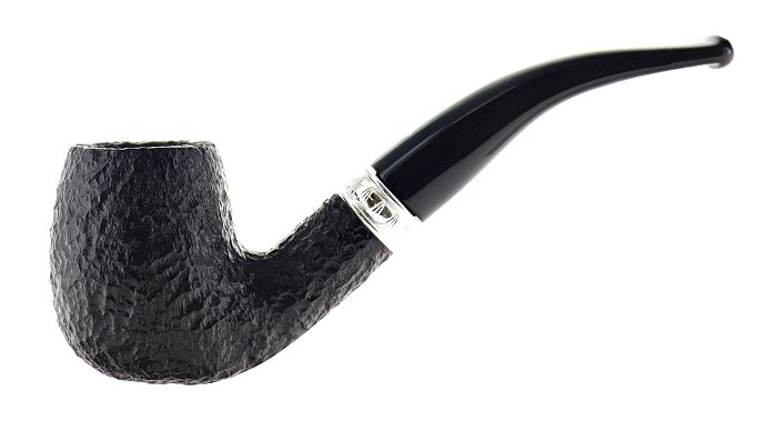 Pipa Savinelli Trevi 602, rusticata nera, shape billiard curva, filtro 6mm