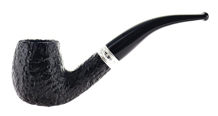 Pipa Savinelli Trevi 602, rusticata nera, shape billiard curva, filtro 9mm