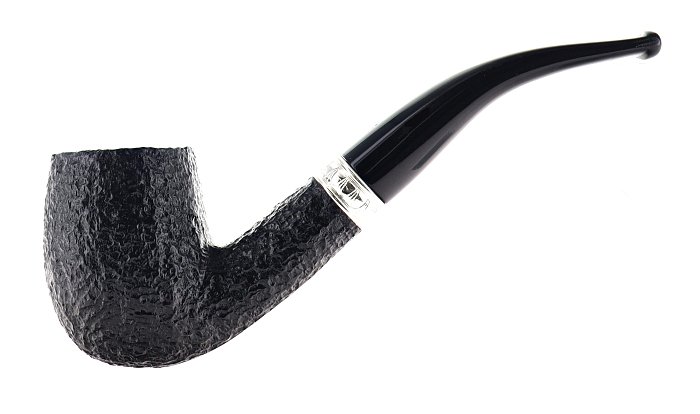 Pipa Savinelli Trevi 606, rusticata nera, shape Capiente Billiard curva, filtro 6mm